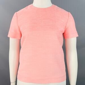 STELLA McCARTNEY Size L Pink Rayon Silk Blend Textured Crew Neck Boxy Casual Top